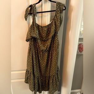 Perfectly Priscilla Olive and white print Sundress, Size 3X